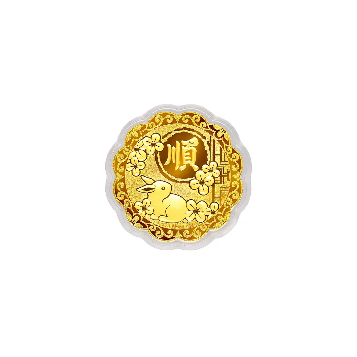 六福珠寶黃金工藝品 - "順遂無憂"七星伴月999.9黃金工藝品