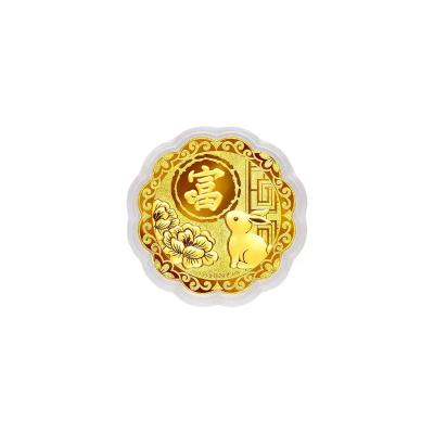 六福珠宝黄金工艺品 - "富贵荣华"七星伴月999.9黄金工艺品