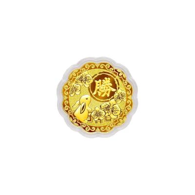 六福珠寶黃金工藝品 - "福至勝來"七星伴月999.9黃金工藝品