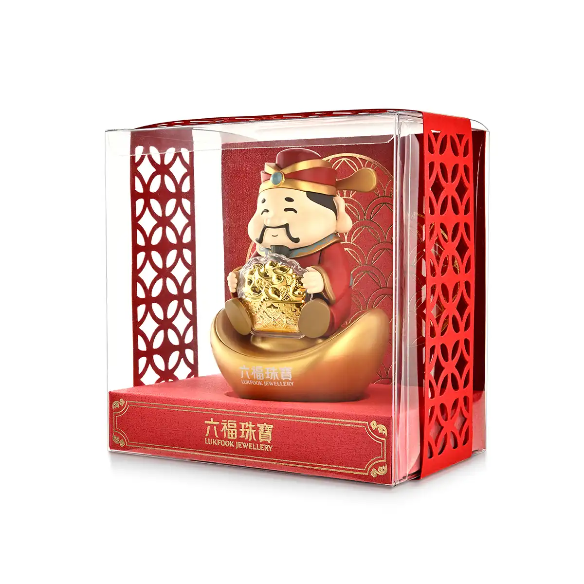 六福珠宝黄金工艺品 - "聚宝财神"999.9黄金工艺品