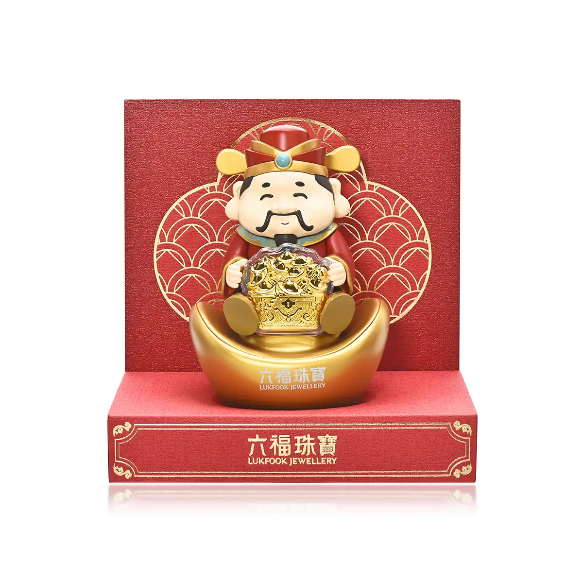 六福珠宝黄金工艺品 - "聚宝财神"999.9黄金工艺品