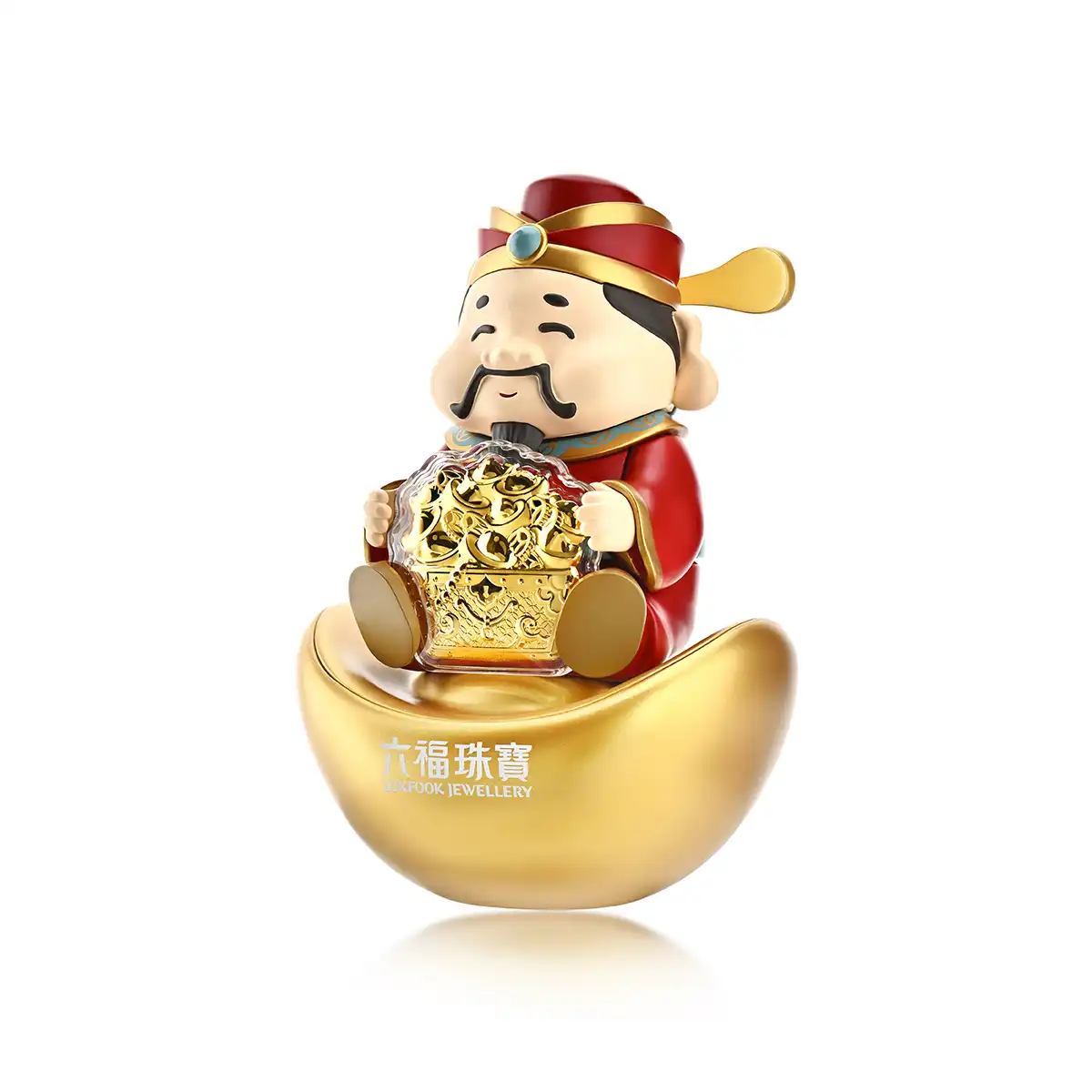 六福珠宝黄金工艺品 - "聚宝财神"999.9黄金工艺品