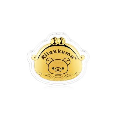 六福珠寶黃金工藝品 - "輕鬆小熊™小錢包"999.9黃金工藝品連皮質手機掛飾