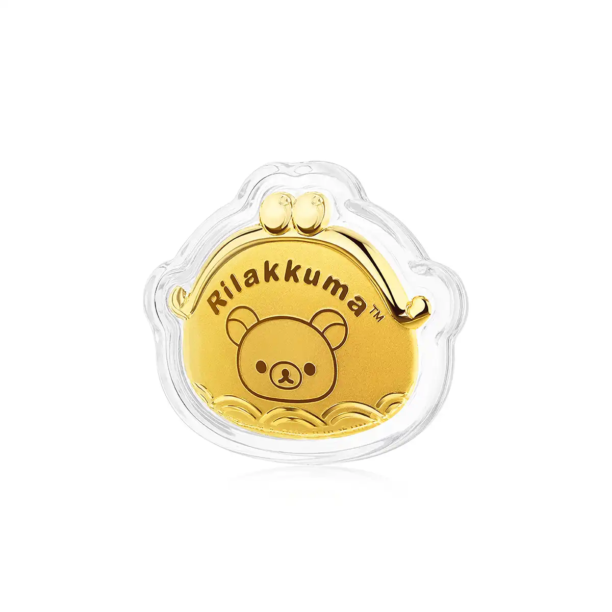 六福珠寶黃金工藝品 - "輕鬆小熊™小錢包"999.9黃金工藝品連皮質手機掛飾