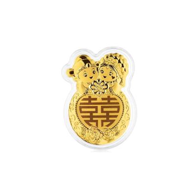 六福珠寶黃金工藝品 - "囍結良緣"999.9黃金工藝品