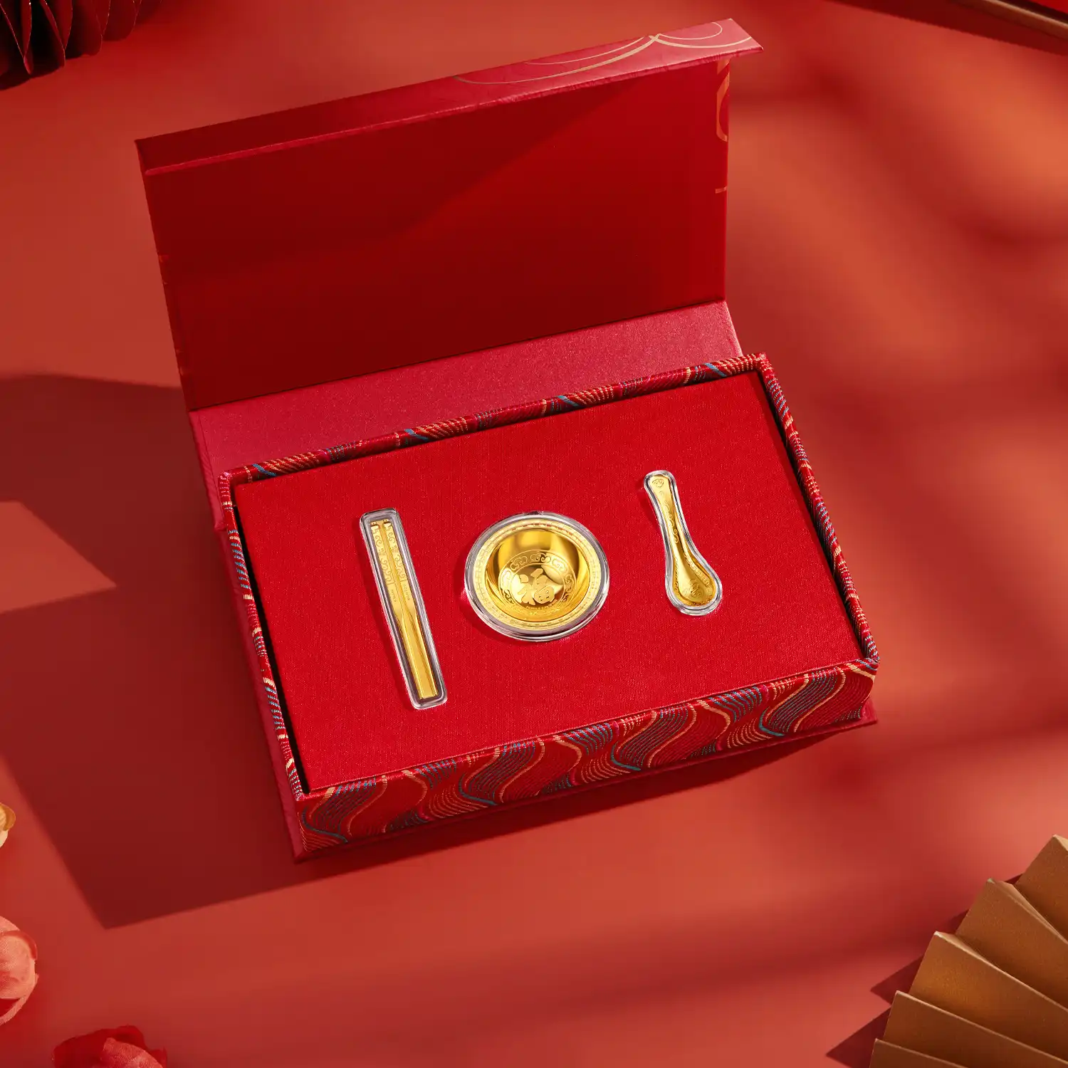 六福珠寶黃金工藝品 - "聚寶金飯碗"999.9黃金工藝品套裝