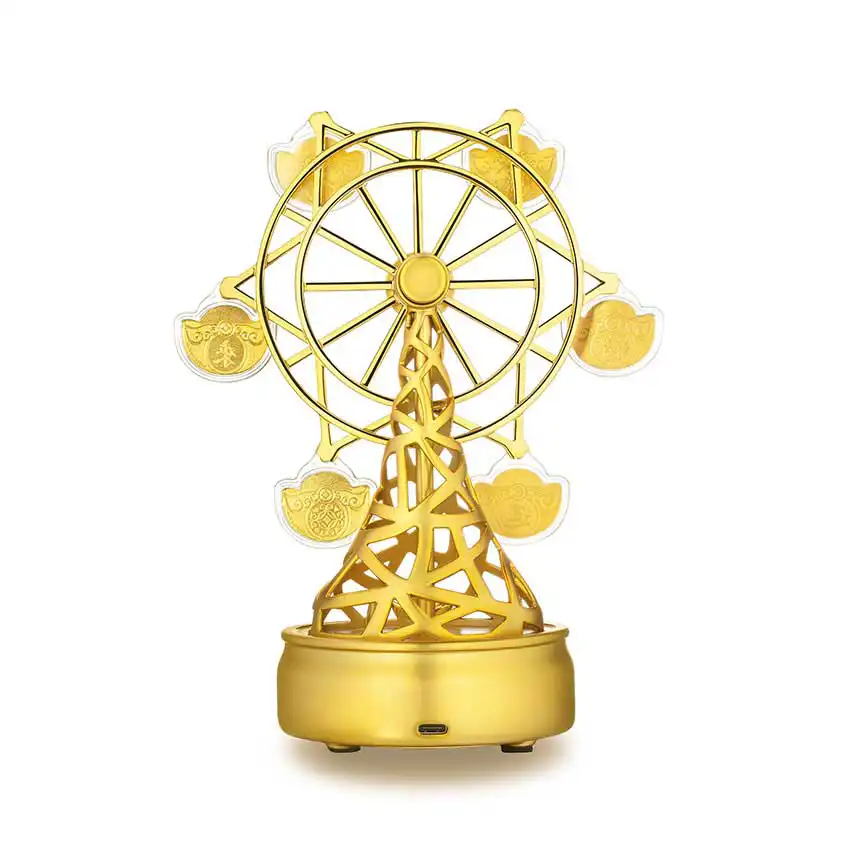 六福珠宝黄金工艺品 - 【LISTING CLOSED】"福来运转"摩天轮999.9黄金工艺品