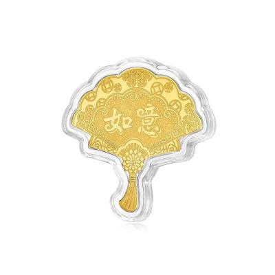 六福珠寶黃金工藝品 - 999.9黃金聚財如意扇