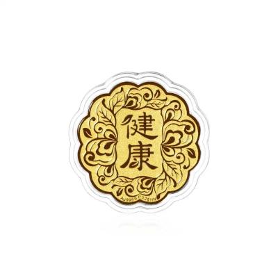 六福珠寶黃金工藝品 - "健康"999.9黃金月餅工藝品