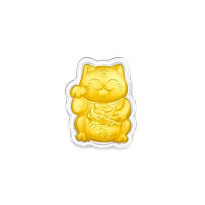 六福珠宝黄金工艺品 - 福气招财猫999.9黄金工艺品