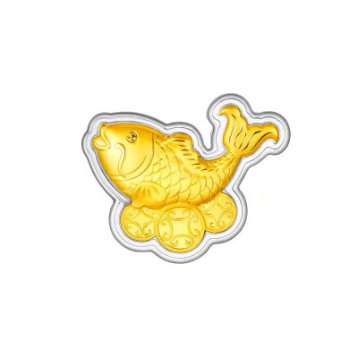 六福珠寶黃金工藝品 - "鯉魚吉祥"999.9黃金工藝品