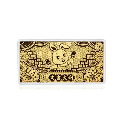 六福珠寶黃金工藝品 - "花開富貴 大吉大利"999.9黃金利是