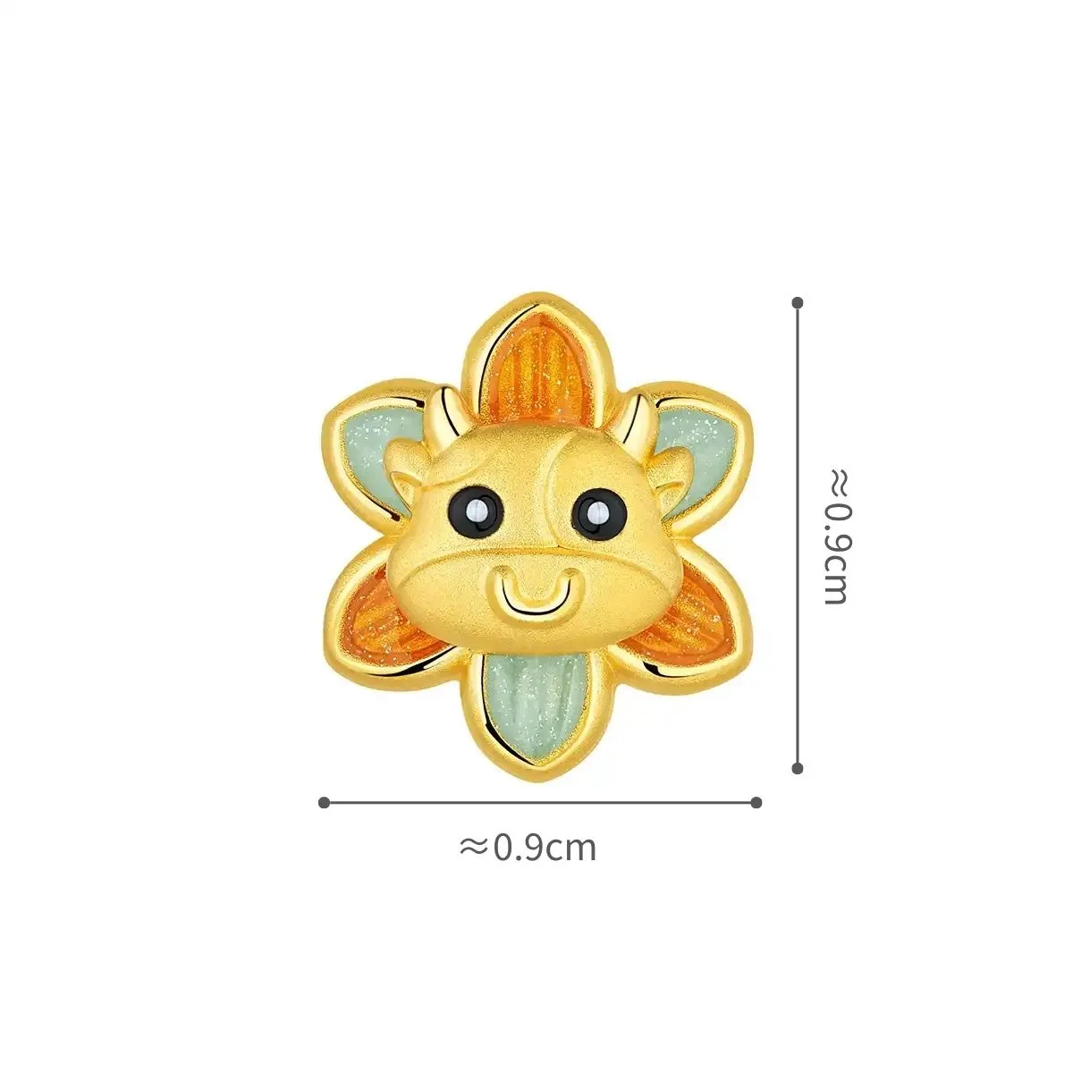 六福珠寶黃金串飾 - 十二生肖“金牛花”999足金串飾連手繩 (微硬金工藝)