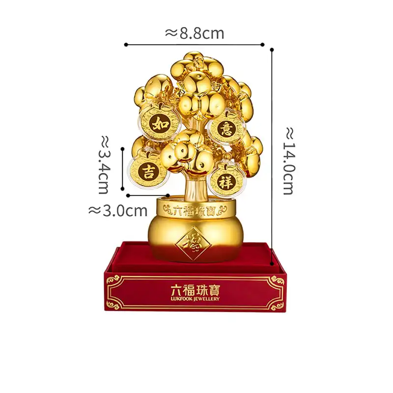 六福珠宝黄金工艺品 - "如意吉祥"金桔树999.9黄金工艺品