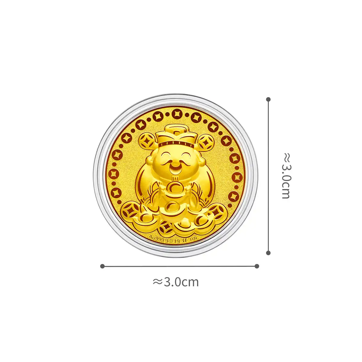 六福珠宝黄金工艺品 - “财神纳福”999.9黄金工艺品