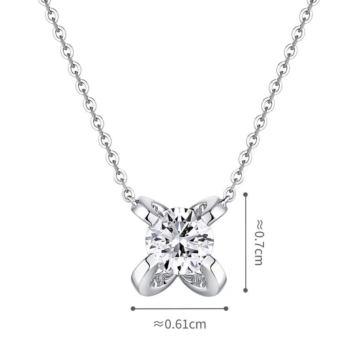 六福珠寶18K金頸鏈 - “花鑽星芒”18K金(白色)鑽石頸鏈