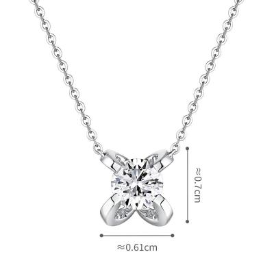 六福珠寶18K金頸鏈 - “花鑽星芒”18K金(白色)鑽石頸鏈