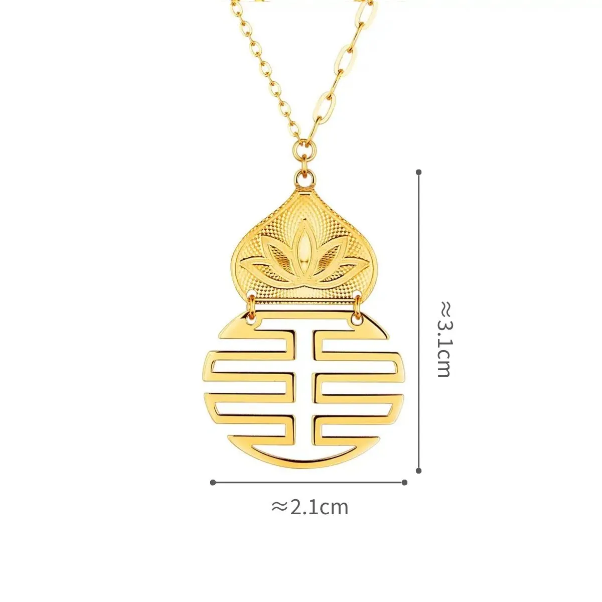 六福珠寶黃金頸鏈 - "寶蓮福祿"990黃金頸鏈