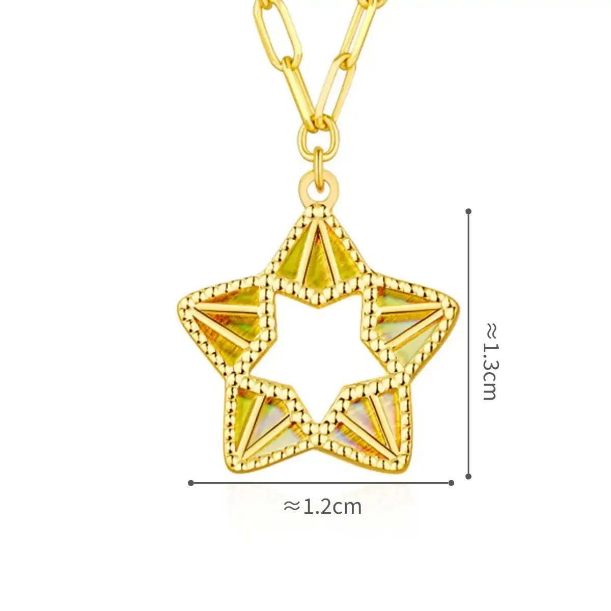 六福珠宝黄金颈链 - "耀出彩虹"星星造型990黄金颈链(炫彩工艺)