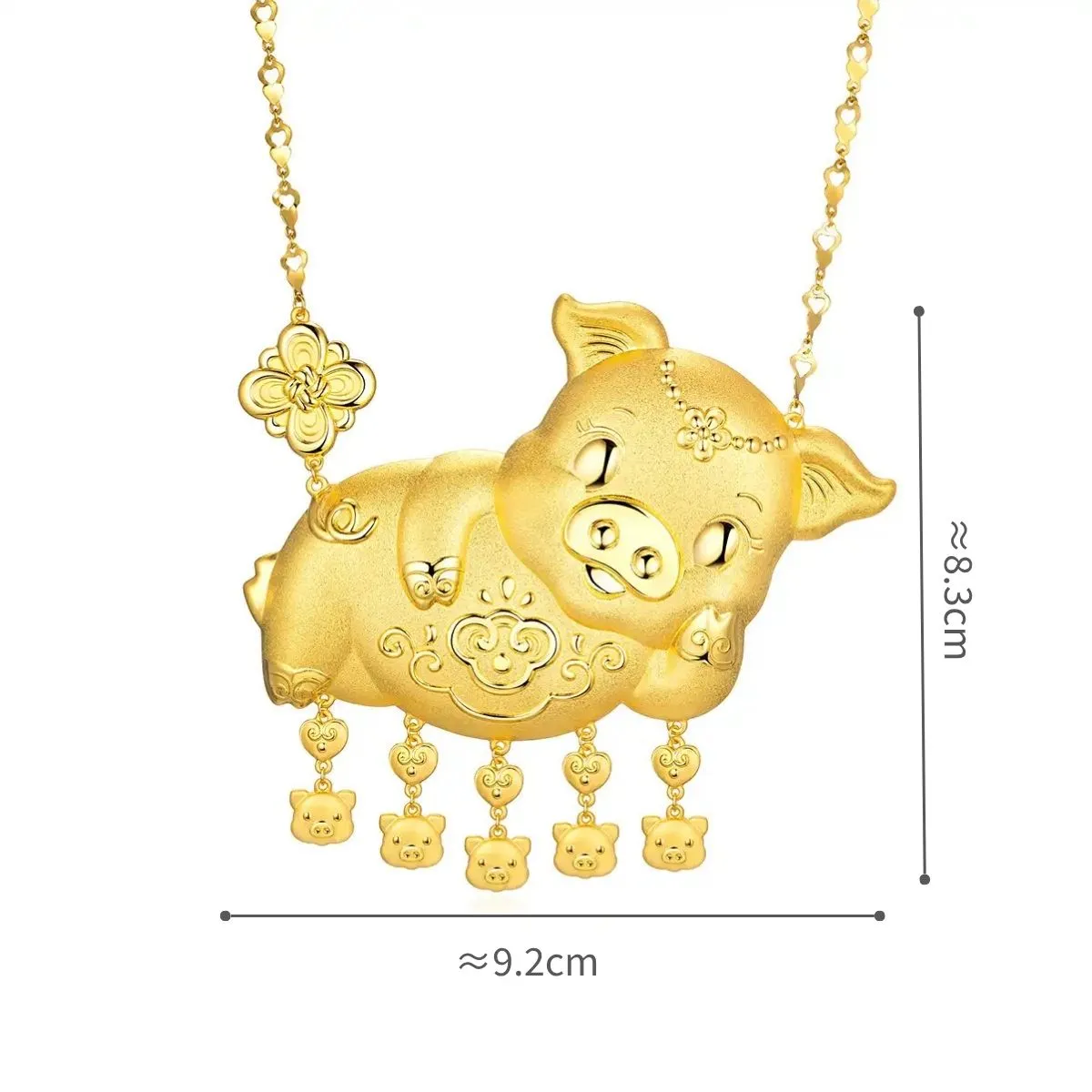 六福珠宝黄金颈链 - “如意金猪”999.9黄金颈链(猪牌)