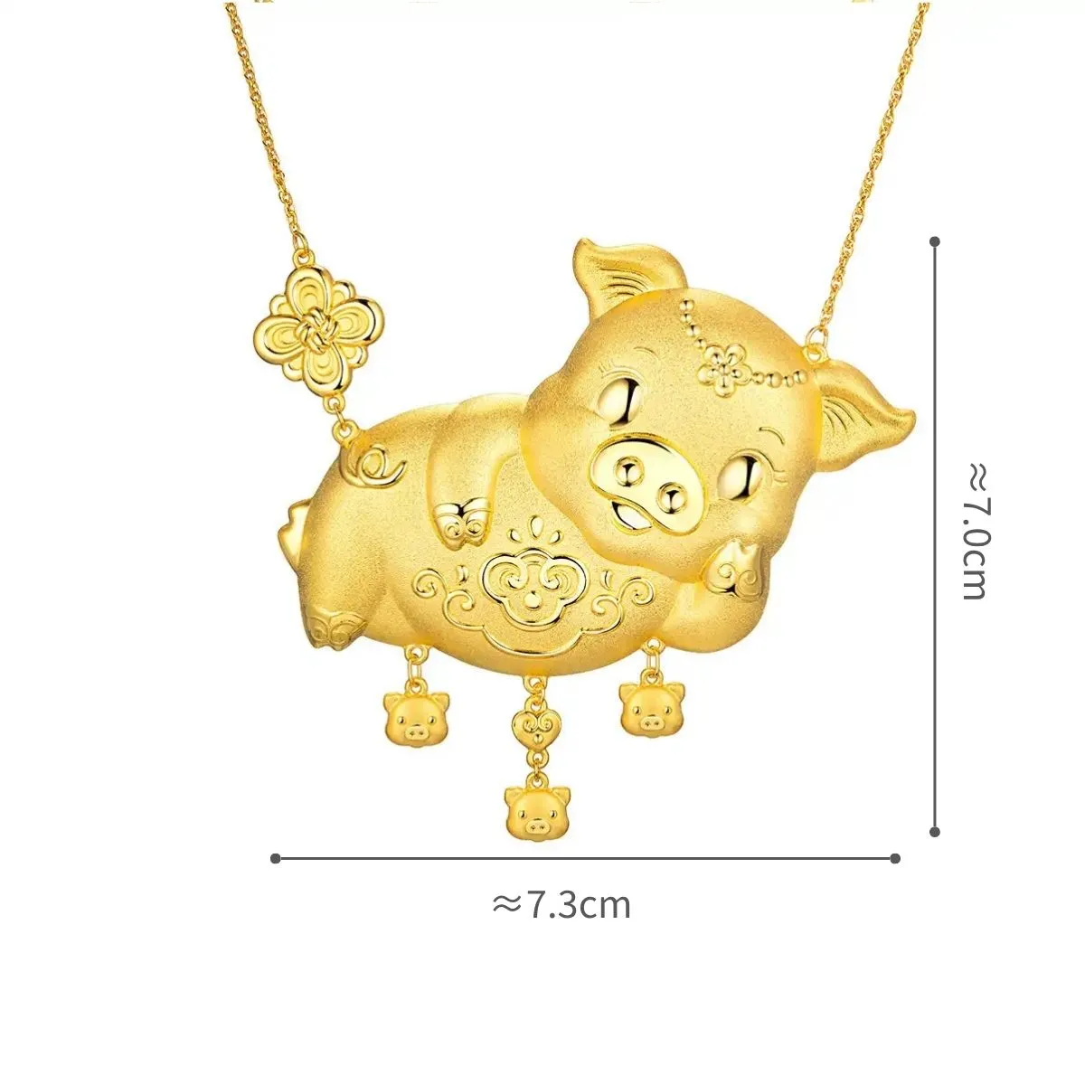 六福珠寶黃金頸鏈 - “如意金豬”999.9黃金頸鏈