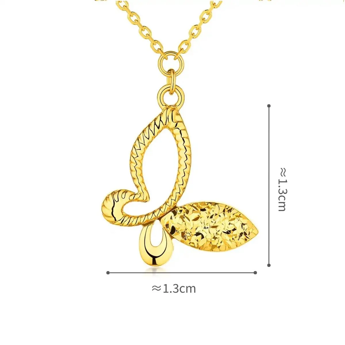 六福珠寶黃金頸鏈 - "蝶舞翩翩"990黃金頸鏈