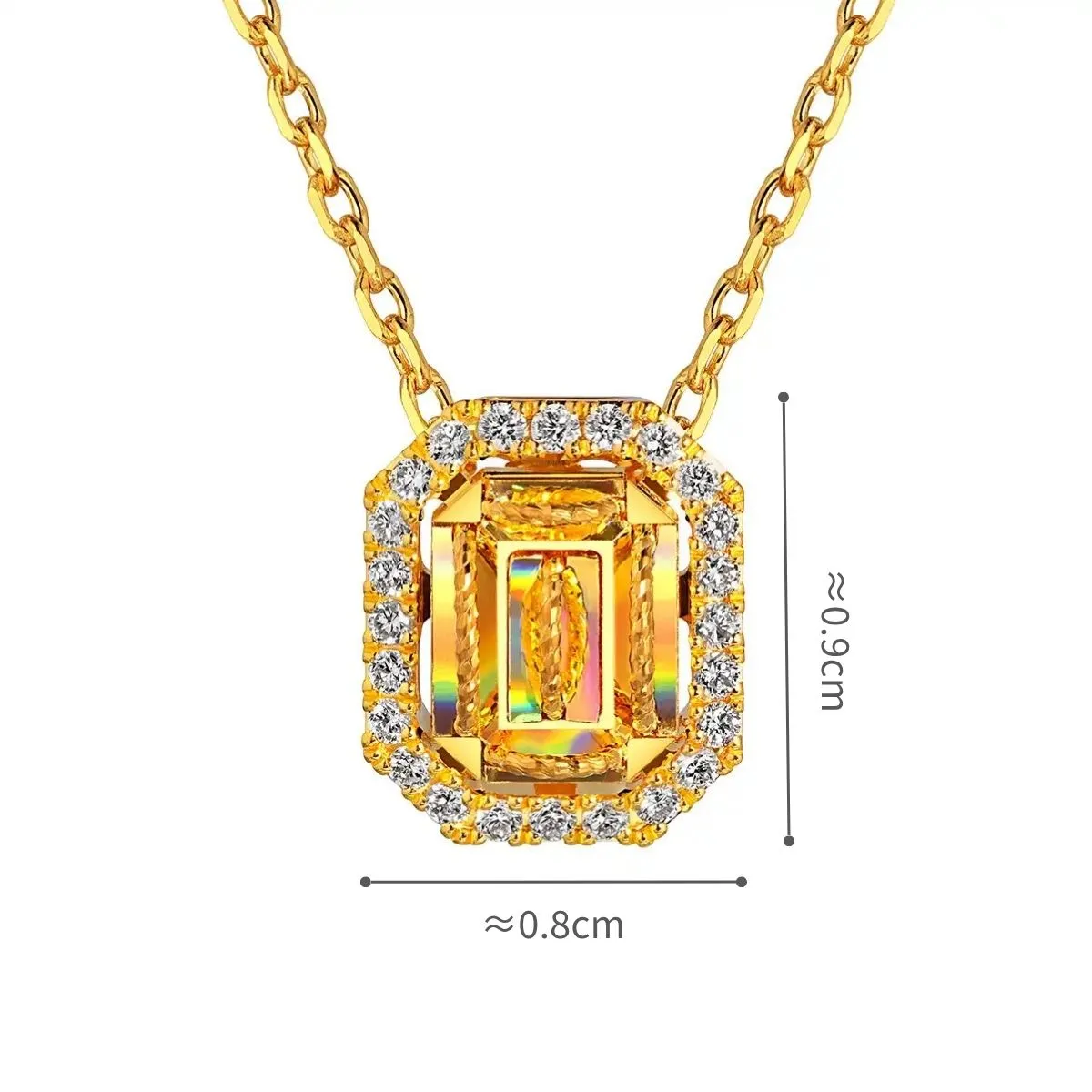 六福珠寶黃金頸鏈 - "冰·鑽方糖"999足金鑽石頸鏈(精緻款)