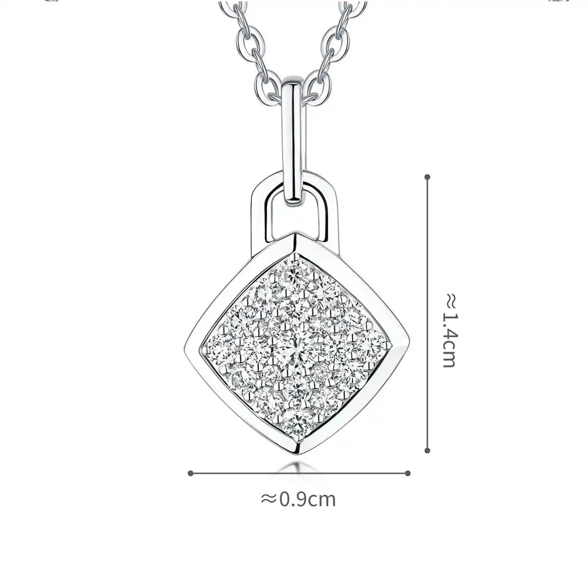 六福珠寶18K金頸鏈 - "菱光密语"18K金(白色)鑽石頸鏈