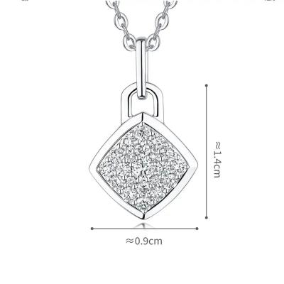 六福珠寶18K金頸鏈 - "菱光密语"18K金(白色)鑽石頸鏈
