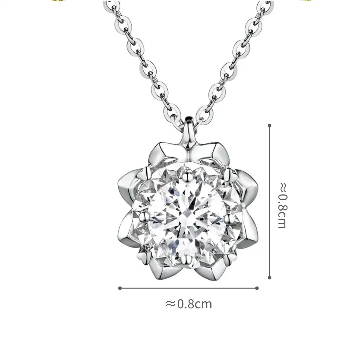六福珠宝18K金颈链 - "温暖太阳"18K金(白色)钻石颈链(放闪车花工艺)