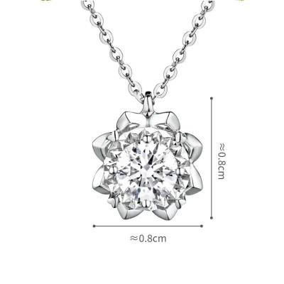 六福珠寶18K金頸鏈 - "溫暖太陽"18K金(白色)鑽石頸鏈(放閃車花工藝)