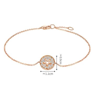 六福珠宝18K金手链 - "逐圆星钻"18K玫瑰金钻石手链