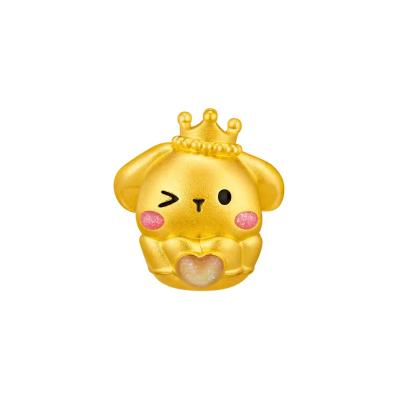 六福珠寶黃金串飾 - “萌趣小狗”999足金鎏彩串飾