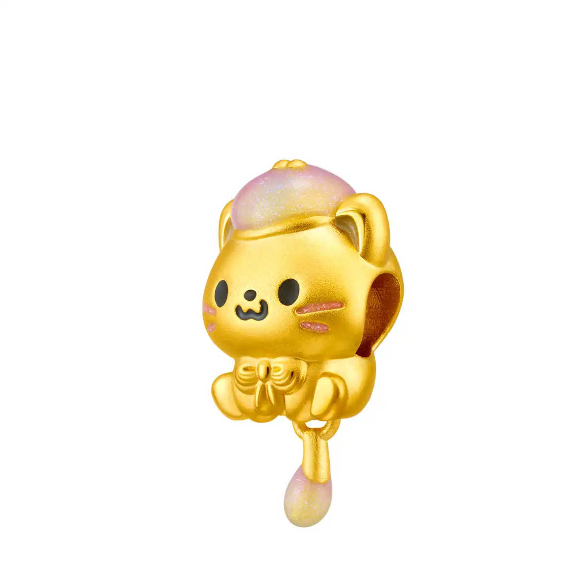 六福珠寶黃金串飾 - “靈動小貓”999足金鎏彩串飾