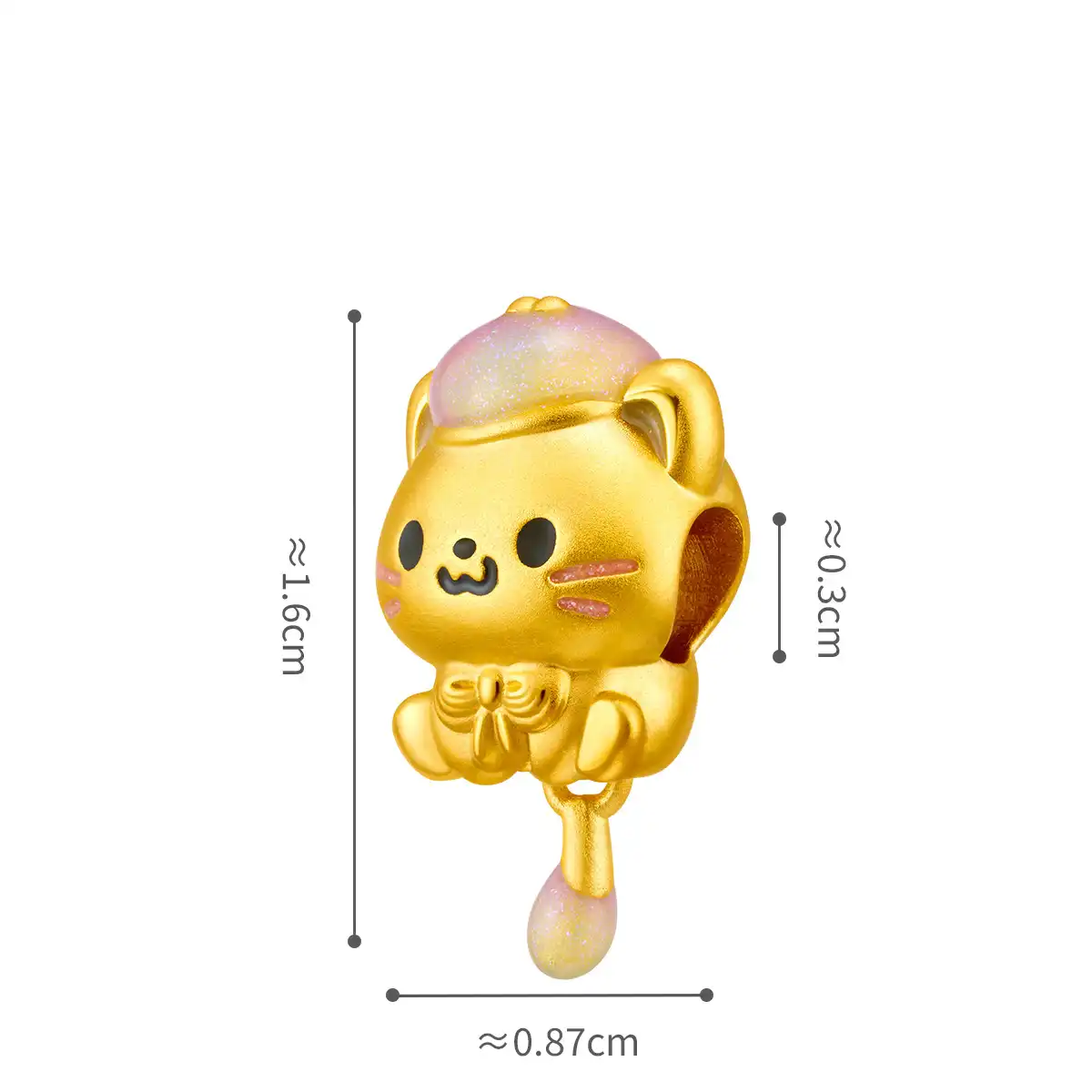 六福珠寶黃金串飾 - “靈動小貓”999足金鎏彩串飾