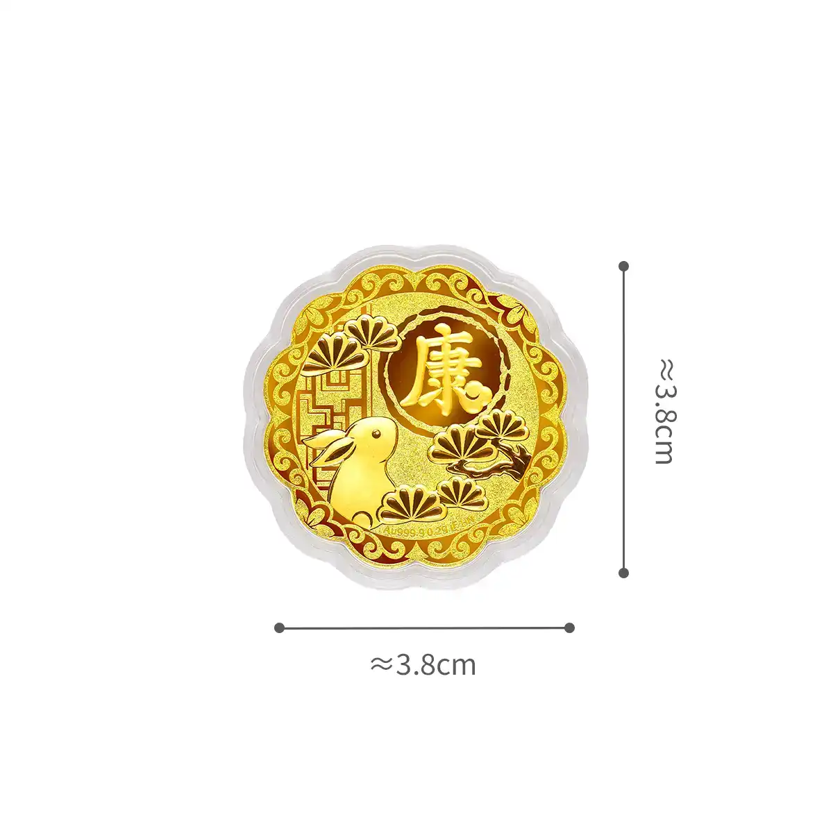 六福珠宝黄金工艺品 - "长乐安康"七星伴月999.9黄金月饼工艺品
