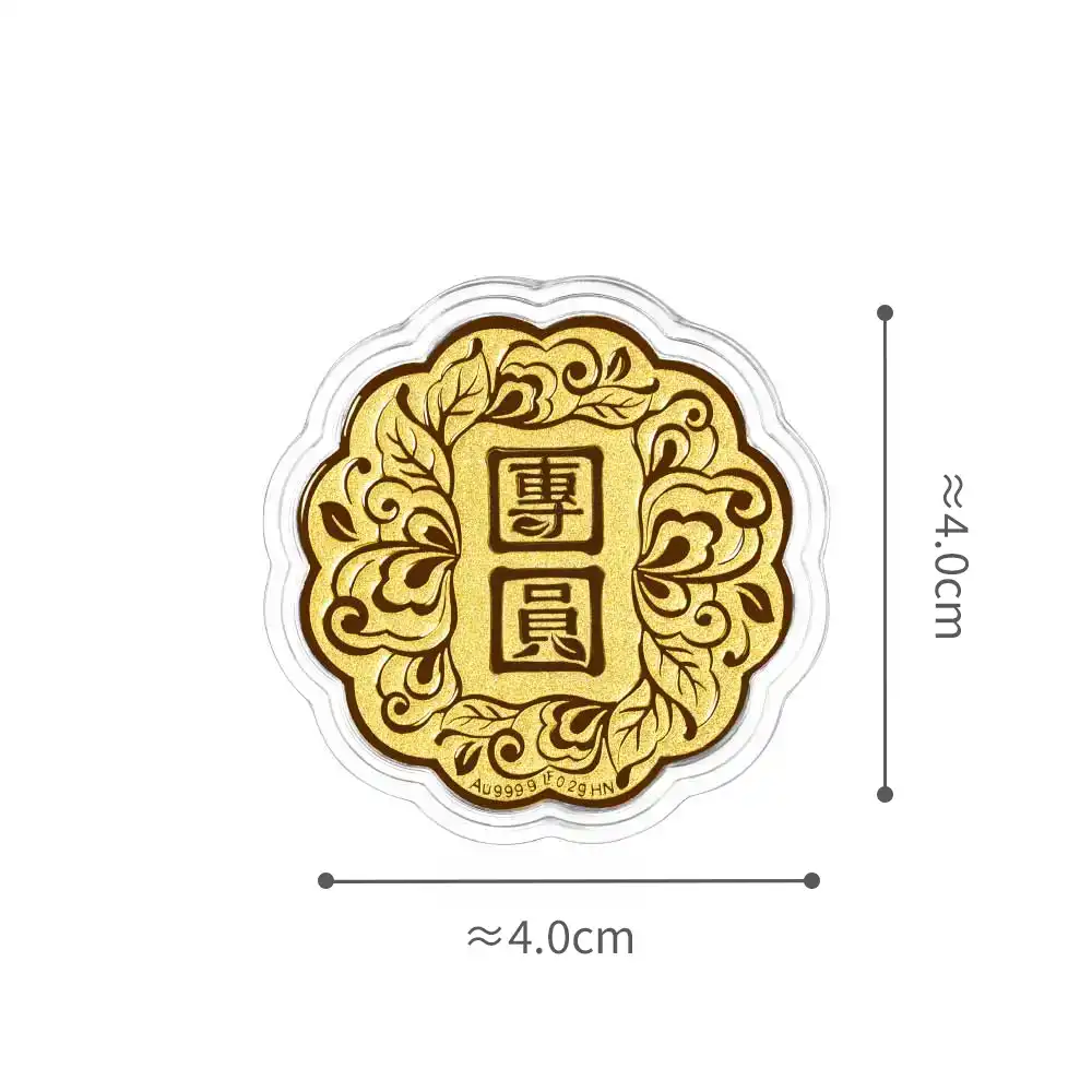 六福珠寶黃金工藝品 - "團圓"999.9黃金月餅工藝品
