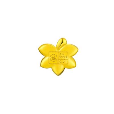 六福珠寶黃金金豆子 - “一葉抱富”999.9黃金(1克)–附送木塞玻璃瓶