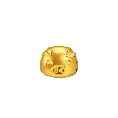 六福珠寶黃金金豆子 - “金豬”999.9黃金(1克)–附送木塞玻璃瓶