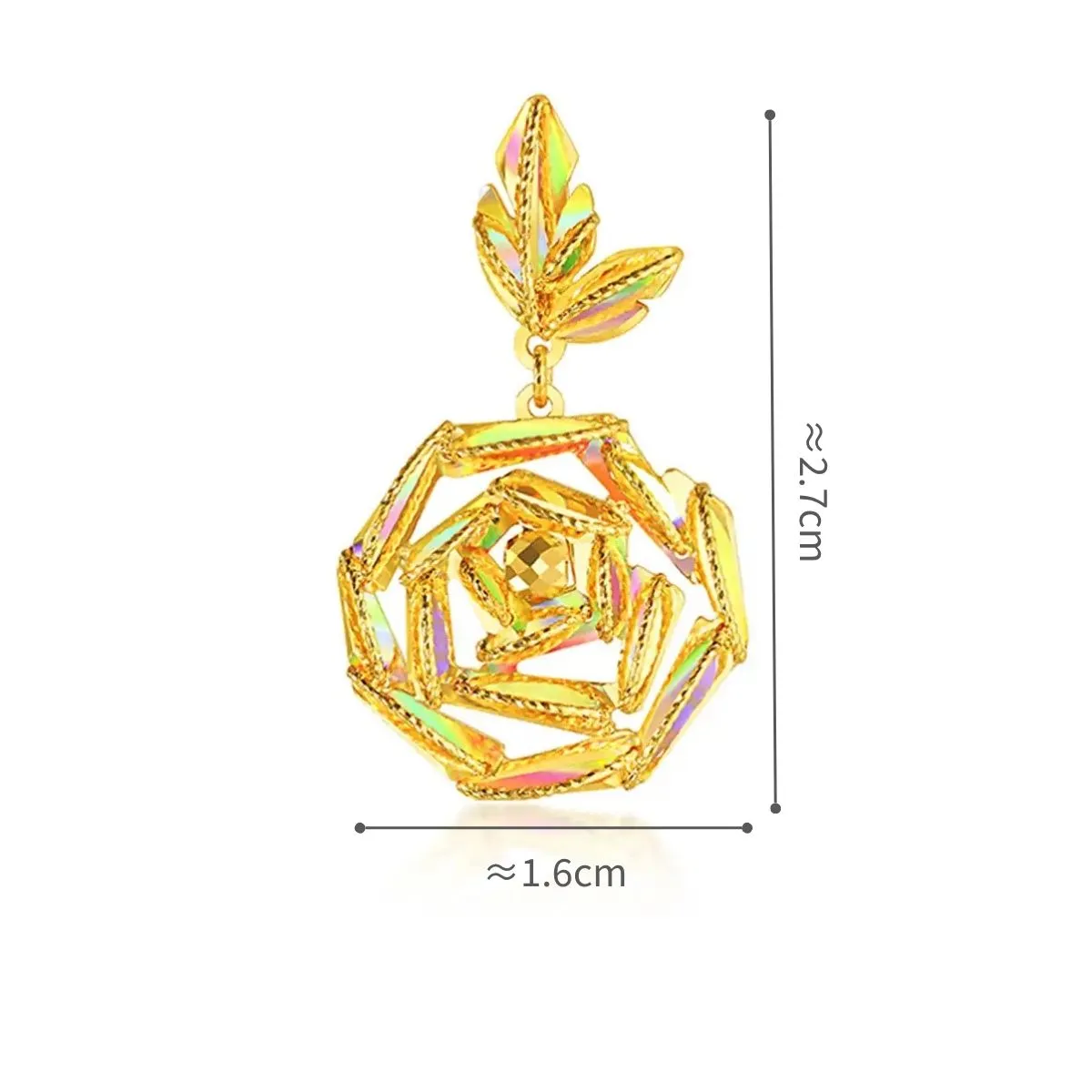 六福珠宝黄金吊坠 - “冰‧钻玫瑰”999足金吊坠