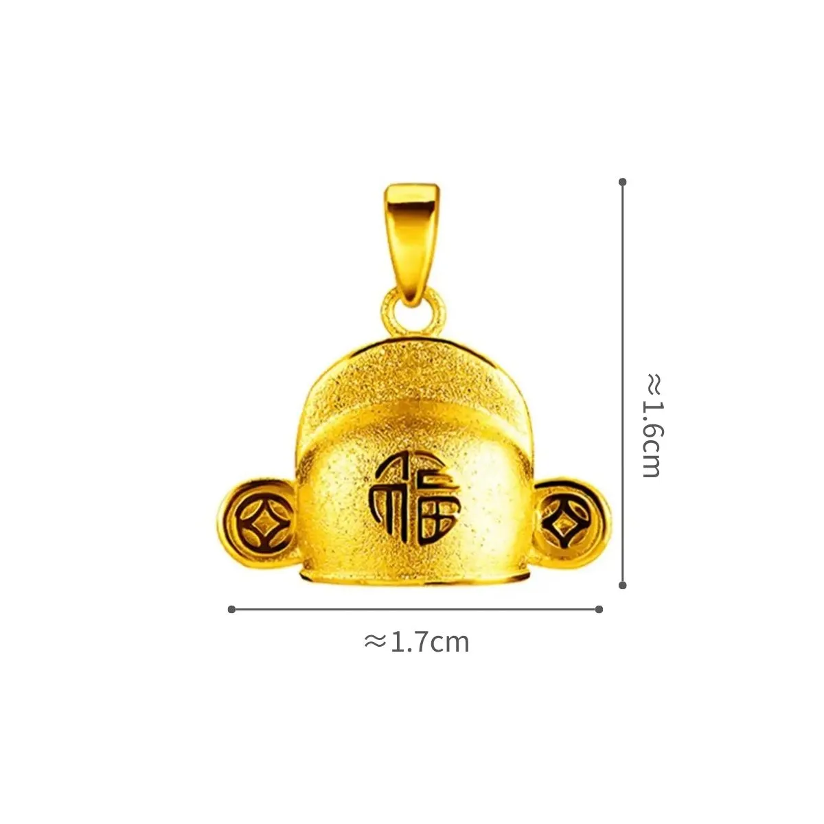 六福珠寶黃金吊墜 - "福祿官帽"999.9黃金吊墜