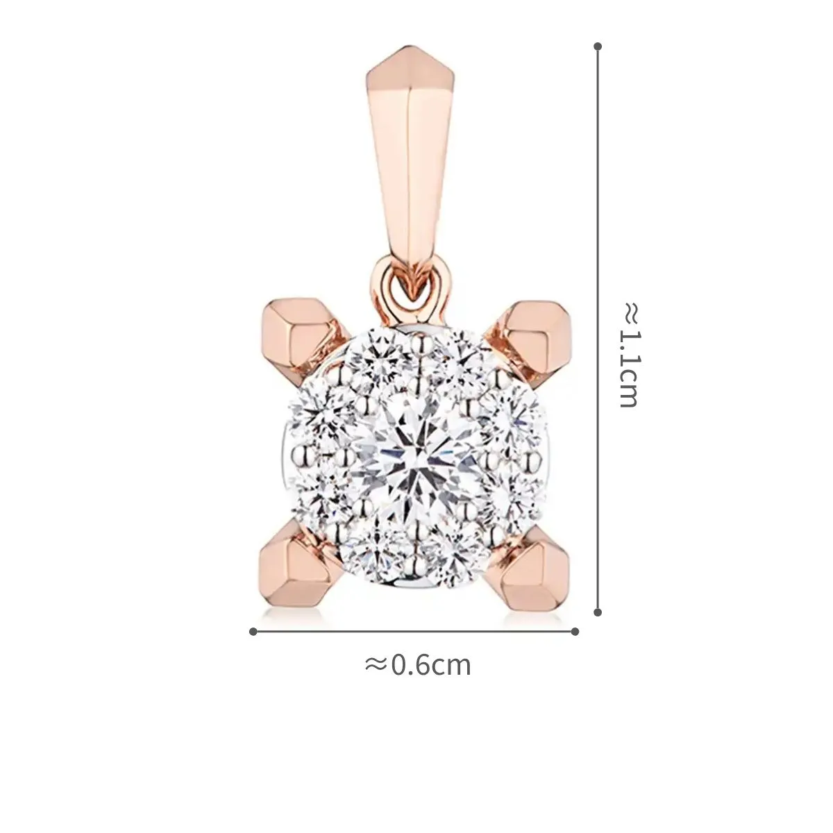 六福珠寶18K金吊墜 - “Hexicon”18K金(分色)鑽石吊墜(圍鑲工藝)