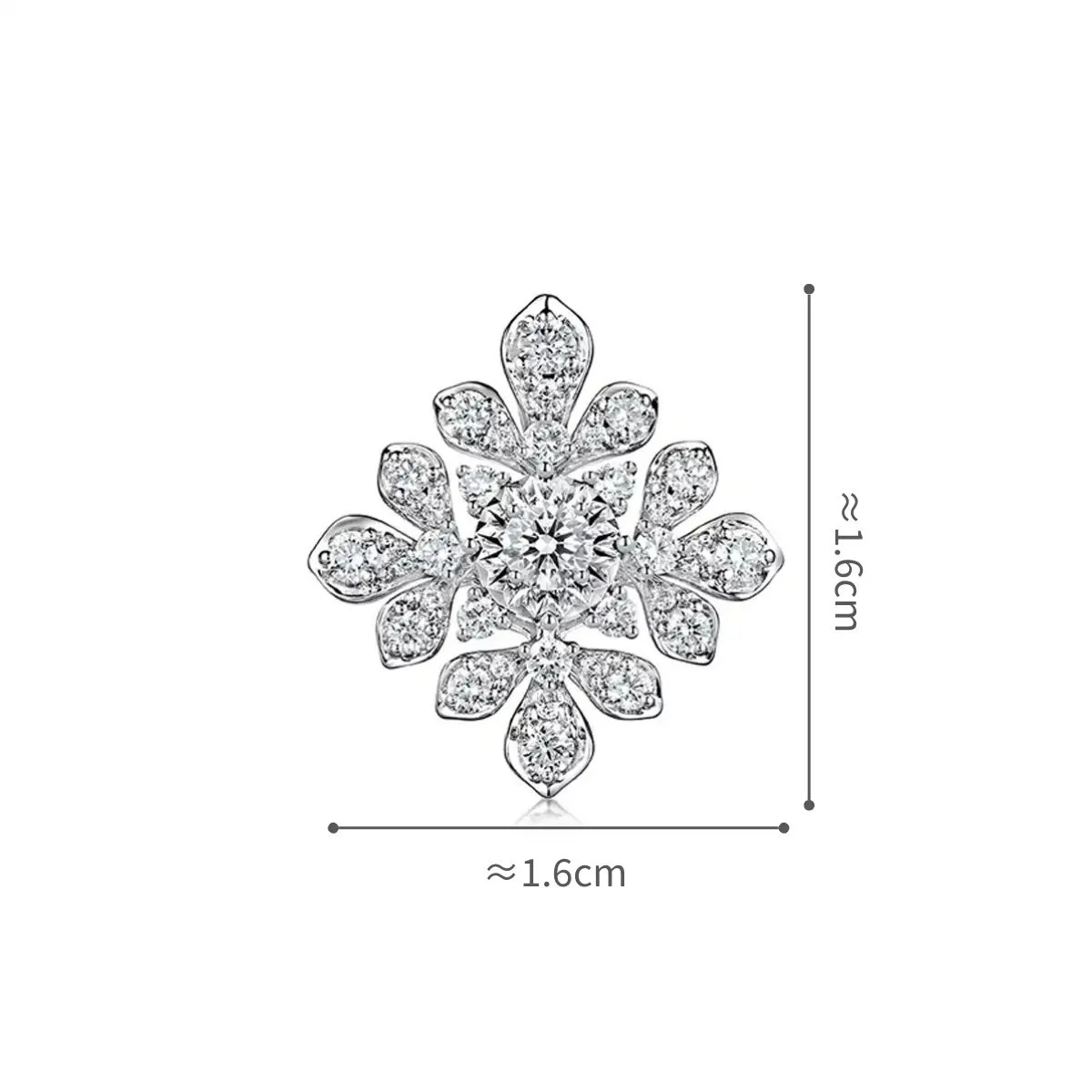 六福珠寶18K金吊墜 - "繁花傾綻"18K金(白色)鑽石吊墜