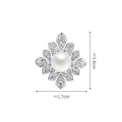 六福珠宝18K金吊坠 - "繁花倾绽"18K金(白色)珍珠钻石吊坠