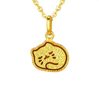 六福珠宝黄金吊坠 - "瞌睡猫"999足金吊坠