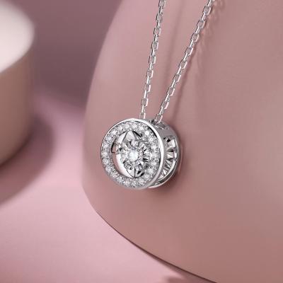 六福珠寶18K金頸鏈 - “跳動的心”18K金(白色)鑽石頸鏈