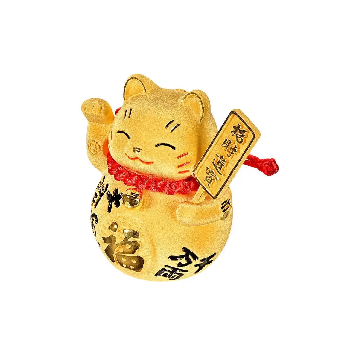 六福珠宝黄金摆件 - “财神猫”999足金摆件