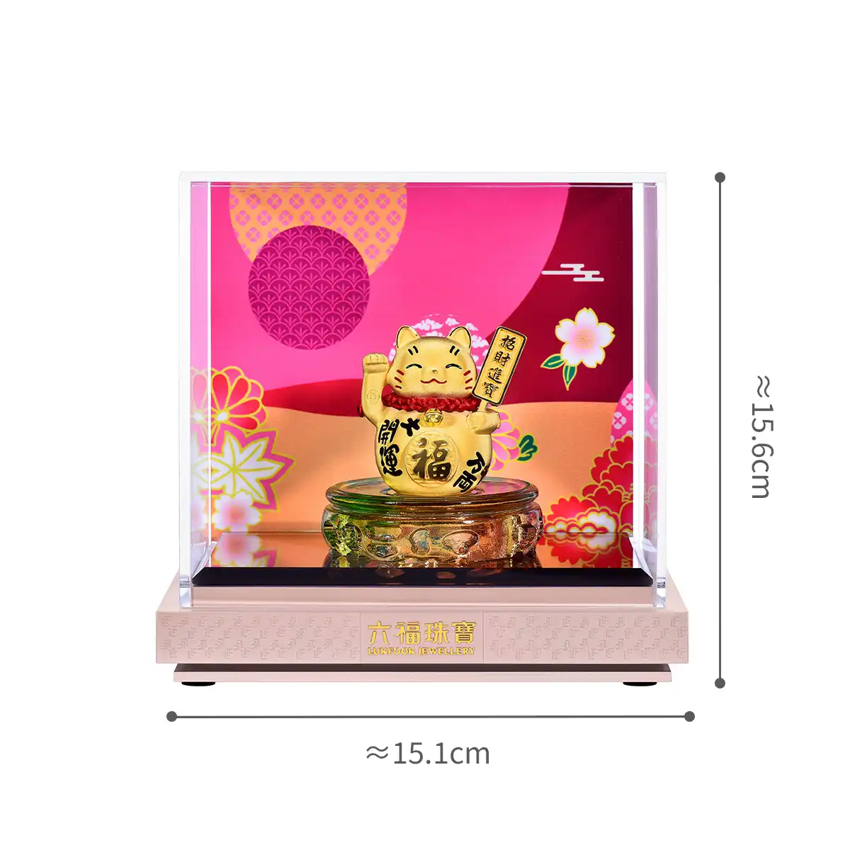六福珠宝黄金摆件 - “财神猫”999足金摆件